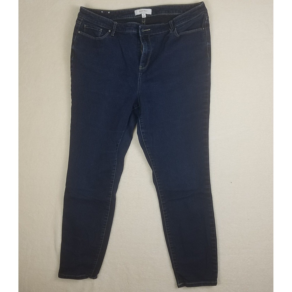 Ellen Tracy Refined Mid‎ Rise Skinny Jeans Womens 16 Dark Wash Blue Excellent